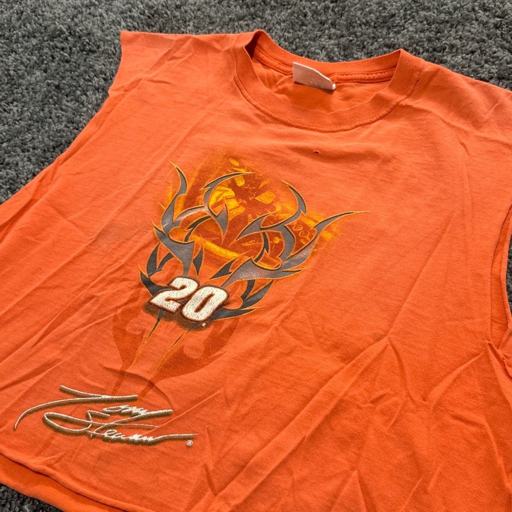 Vintage Chase Tony Stewart NASCAR Tank Top Women Orange Fair Cropped Large